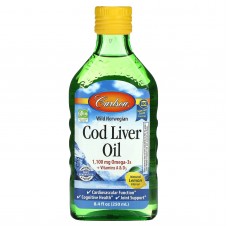 Рыбий жир из печени трески, Cod Liver Oil, Carlson, лимон, норвежский, 250 мл