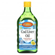 Рыбий жир из печени трески, Cod Liver Oil, Carlson, лимон, норвежский, 500 мл