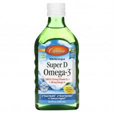 Норвежский рыбий жир с витамином D, Super D Omega·3, Carlson, вкус лимона, 250 мл.