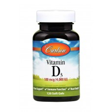 Витамин D-3, Vitamin D3, Carlson, 100 мкг (4000 МЕ), 120 гелевых капсул