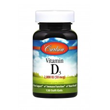 Витамин D3, Vitamin D3, Carlson, 2000 МЕ (50 мкг), 120 гелевых капсул