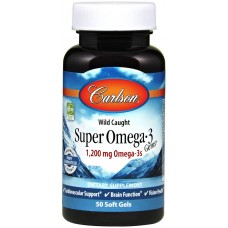 Омега-3 супер, Super Omega-3, Carlson, 1200 мг, 50 гелевых капсул