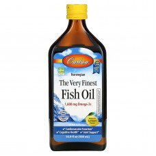 Рыбий жир норвежский со вкусом лимона, Fish Oil, Carlson, 1600 мг, 500 мл