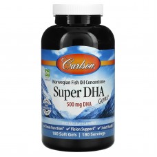 Рыбий жир, Super-DHA Gems, Carlson, 500 мг, 180 капсул