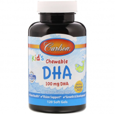 Рыбий жир для детей, Kids Chewable DHA, Carlson, апельсин, 120 капсул