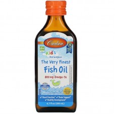 Рыбий жир для детей, Fish Oil, Carlson, норвежский, апельсин, 200 мл