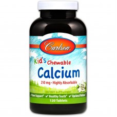 Жевательный кальций для детей, Kid's Chewable Calcium, Carlson, ваниль, 250 мг, 120 таблеток