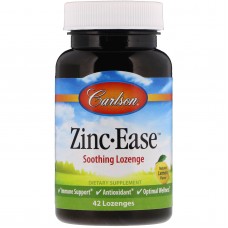 Цинк, Zinc, Carlson, вкус лимона, успокаивающий, 42 леденца