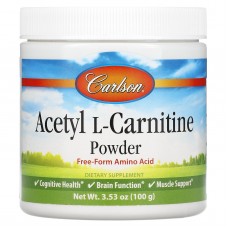Ацетил карнитин, Acetyl-L-Carnitine, Carlson, порошок аминокислоты, 100 г