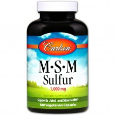 Метилсульфонилметан МСМ, MSM Sulfur, Carlson, 1000 мг, 180 вегетарианских капсул