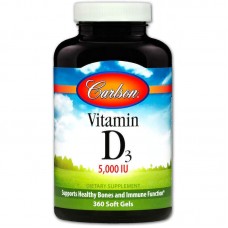 Витамин D-3, Vitamin D3, Carlson, 5000 МЕ, 360 гелевых капсул