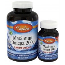 Максимум Омега, Maximum Omega, Carlson, со вкусом лимона, 2000 мг, 90+30 капсул