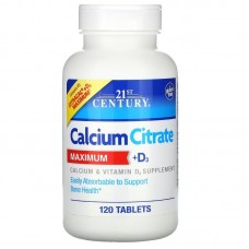 Кальций цитрат + D3, Calcium + D3, 21st Century, 120 таблеток