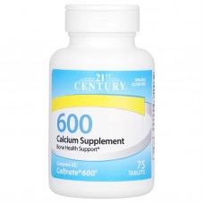 Кальций для костей, Calcium Supplement, 21st Century, 600 мг, 75 таблеток