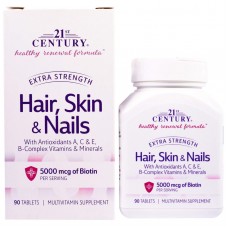 Витамины для волос, кожи и ногтей, Hair, Skin & Nails, 21st Century, особая сила, 90 таблеток
