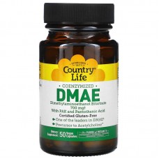 DMAE диметиламиноэтанол, Country Life, коэнзимизированный, 350 мг, 50 капсул