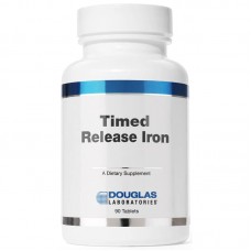 Железо, Timed Released Iron, Douglas Laboratories, поддержка при анемии, летаргии, усталости, выработке красных кровяных телец и оксигенации, 90 таблеток