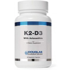 Витамины К2 D3с астаксантином, K2-D3 With Astaxanthin, Douglas Laboratories, поддержка костей, нервно-мышечной и иммунной системы, 30 капсул