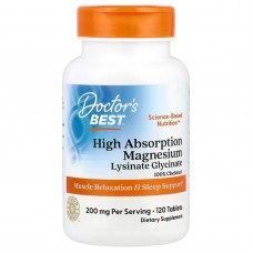 Магний хелат, Magnesium Chelated, Doctor's Best, с минералами Albion, 200 мг, 120 веганских таблеток (100 мг в таблетке)