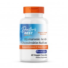 Гиалуроновая кислота и хондроитинсульфат, Hyaluronic Acid + Chondroitin Sulfate with BioCell Collagen, Doctor's Best, с коллагеном BioCell, 60 вегетарианских капсул