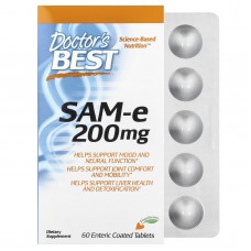 Аденозилметионин, SAM-e, Doctor's Best, 200 мг, 60 таблеток в кишечнорастворимой оболочке