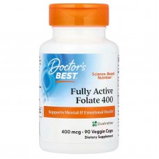 Фолат с Quatrefolic, Folate, Doctor's Best, активный, 400 мкг, 90 капсул