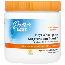 Магний хелат, Magnesium with TRAACS, Doctor's Best, порошок, 200 грамм