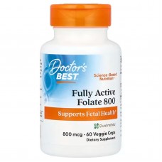 Фолат с Quatrefolic, Active Folate, Doctor's Best, активный, 800 мкг, 60 капсул