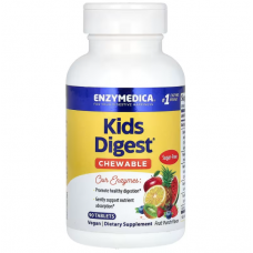 Пищеварительные ферменты для детей, Kids Digest, Enzymedica, фруктовый вкус, для веганов, 90 жевательных таблеток