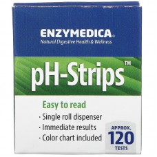 Тест-полоски для определения рН, pH-Strips, Enzymedica, одноразовый дозатор, 120 тестов