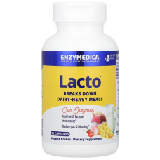 Ферменты для переваривания лактозы, Lacto, Enzymedica, 90 капсул