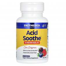 Снижение кислотности желудка, Acid Soothe, Enzymedica, вкус ягод, 30 жевательных таблеток