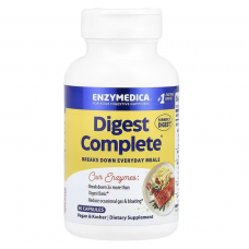 Пищеварительные ферменты, полная формула, Digest Complete, Enzymedica, 90 капсул