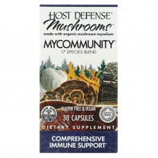 Поддержка иммунитета, Mushrooms, MyCommunity, Fungi Perfecti, Host Defense Mushrooms, 30 капсул