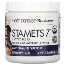 Поддержка иммунитета, Mushrooms, Stamets 7, Host Defense, ежедневная, порошок грибного мицелия, 100 г