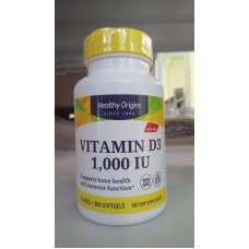Витамин D3 в масле МСТ, Vitamin D3 in MCT Oil, Healthy Origins, 1000 МЕ, 360 гелевых капсул
