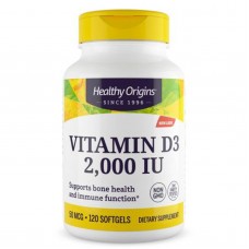 Витамин D3 в масле МСТ, Vitamin D3 in MCT Oil, Healthy Origins, 2000 МЕ, 120 гелевых капсул