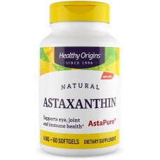 Астаксантин, Astaxanthin, Healthy Origins, 4 мг, 60 гелевых капсул
