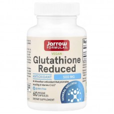 Глутатион, Glutathione Reduced, Jarrow Formulas, с пониженным содержанием, 500 мг, 60 веганских капсул