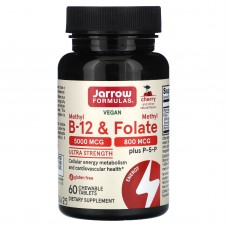 Метилфолат и метил B-12, Methyl B-12 & Methyl Folate, Jarrow Formulas, вишня, 60 леденцов