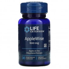 Полифенолы яблочные, AppleWise Polyphenol, Life Extention, экстракт, 600 мг, 30 капсул