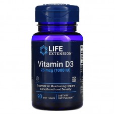 Витамин D-3, Vitamin D3, Life Extension, 1000 МЕ, 90 гелевых капсул