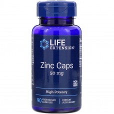 Цинка цитрат , Zinc Caps, Life Extension, высокоэффективный, 50 мг, 90 капсул