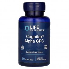 Улучшение работы мозга, Cognitex Alpha GPC, Life Extension, 30 мягких капсул