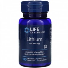Литий оротат, Lithium, Life Extension, 1000 мкг, 100 вегетарианских капсул