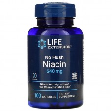 Ниацин (Витамин В3), No Flush Niacin, Life Extension, не вызывающий покраснений, 640 мг, 100 капсул