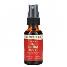 Витамин В-12, усилитель энергии, Vitamin B12 Energy Booster, Dr. Mercola, вкус ежевики, спрей, 25 мл