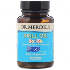 Масло криля для детей, Krill Oil, Dr. Mercola, 60 капсул
