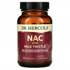 N-ацетилцистеин с расторопшей, NAC with Milk Thistle, Dr. Mercola, 500 мг, 60 капсул