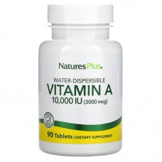 Витамин А, Vitamin A, Nature's Plus, водорастворимый, 10000 МЕ (3000 мкг), 90 таблеток